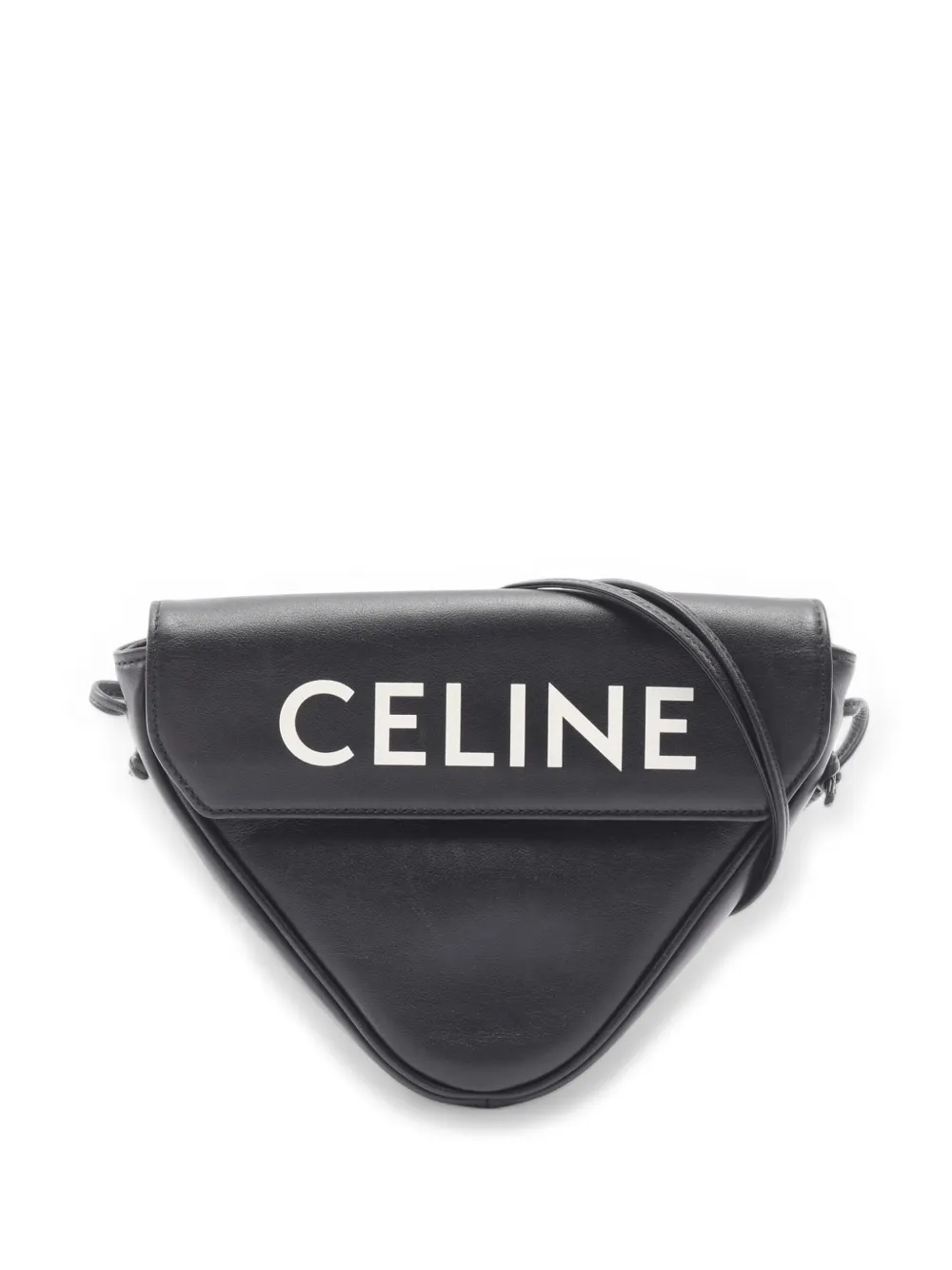 Celine Pre-Owned 2020 スムースカーフ ロゴ トライアングル ショルダーバッグ - ブラック Celine Pre-Owned 2020 スムースカーフ ロゴ トライアングル ショルダーバッグ - ブラック