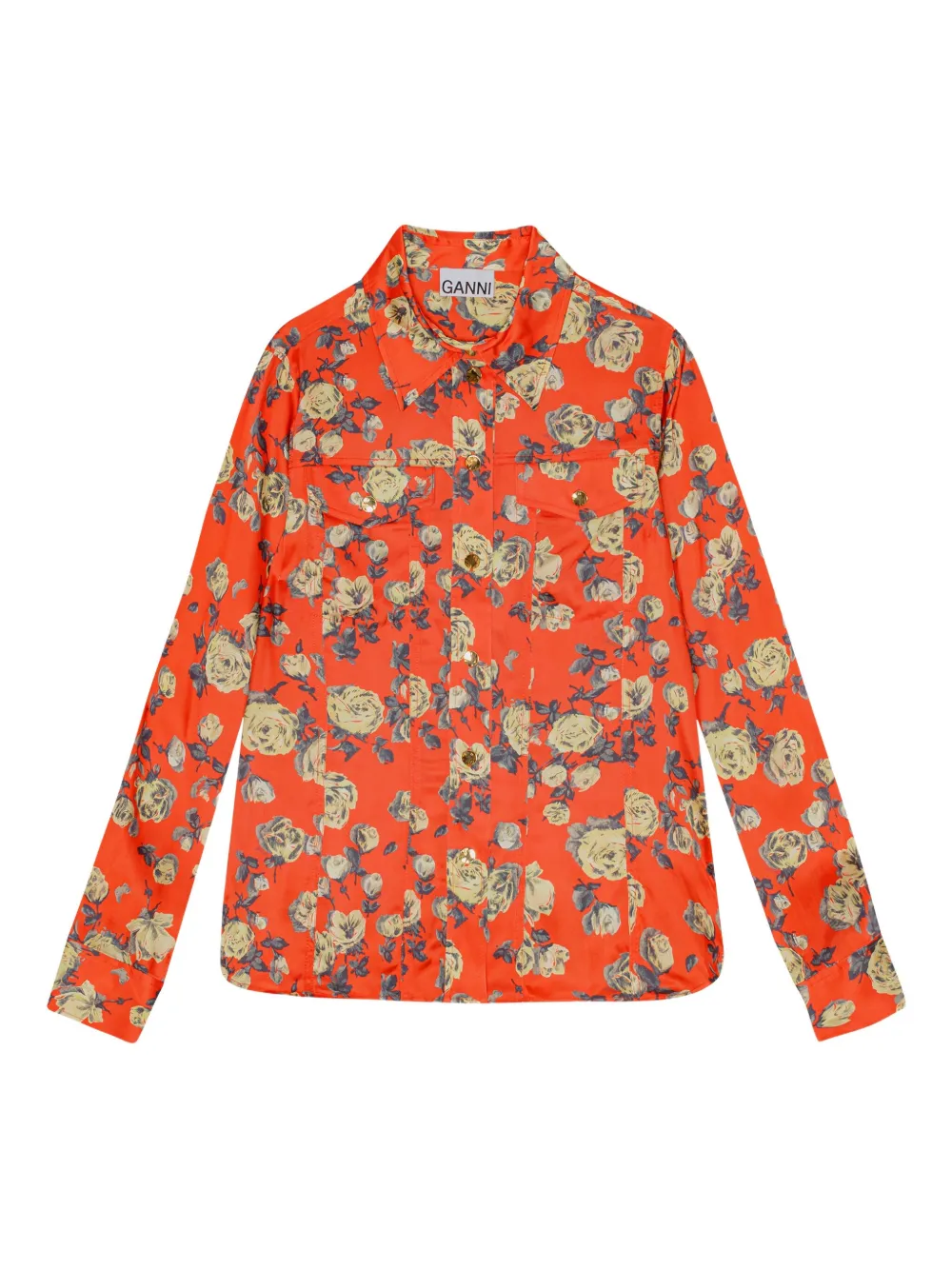 GANNI Camicia a fiori - Arancione