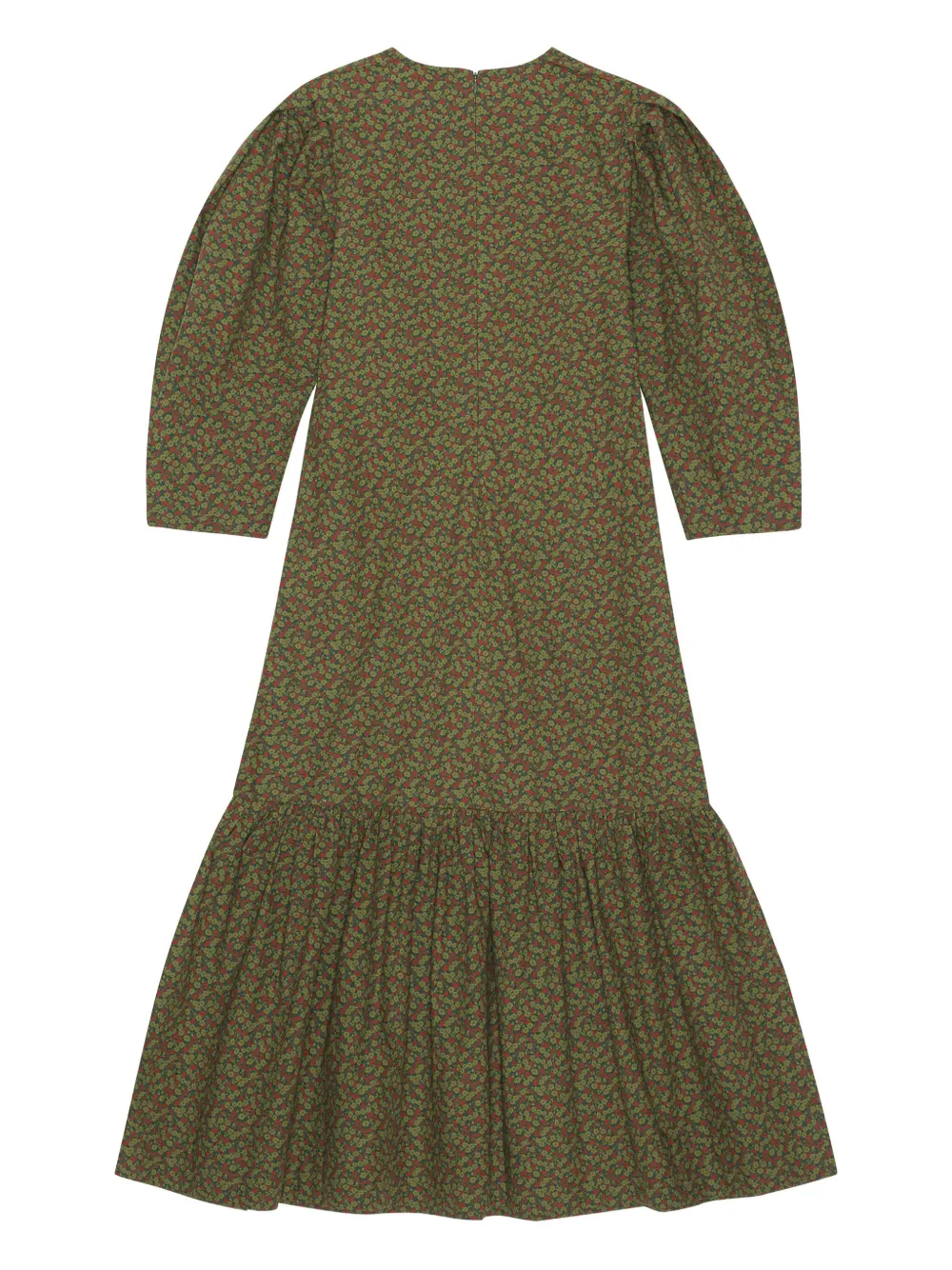 GANNI Midi-jurk met pofmouwen Groen