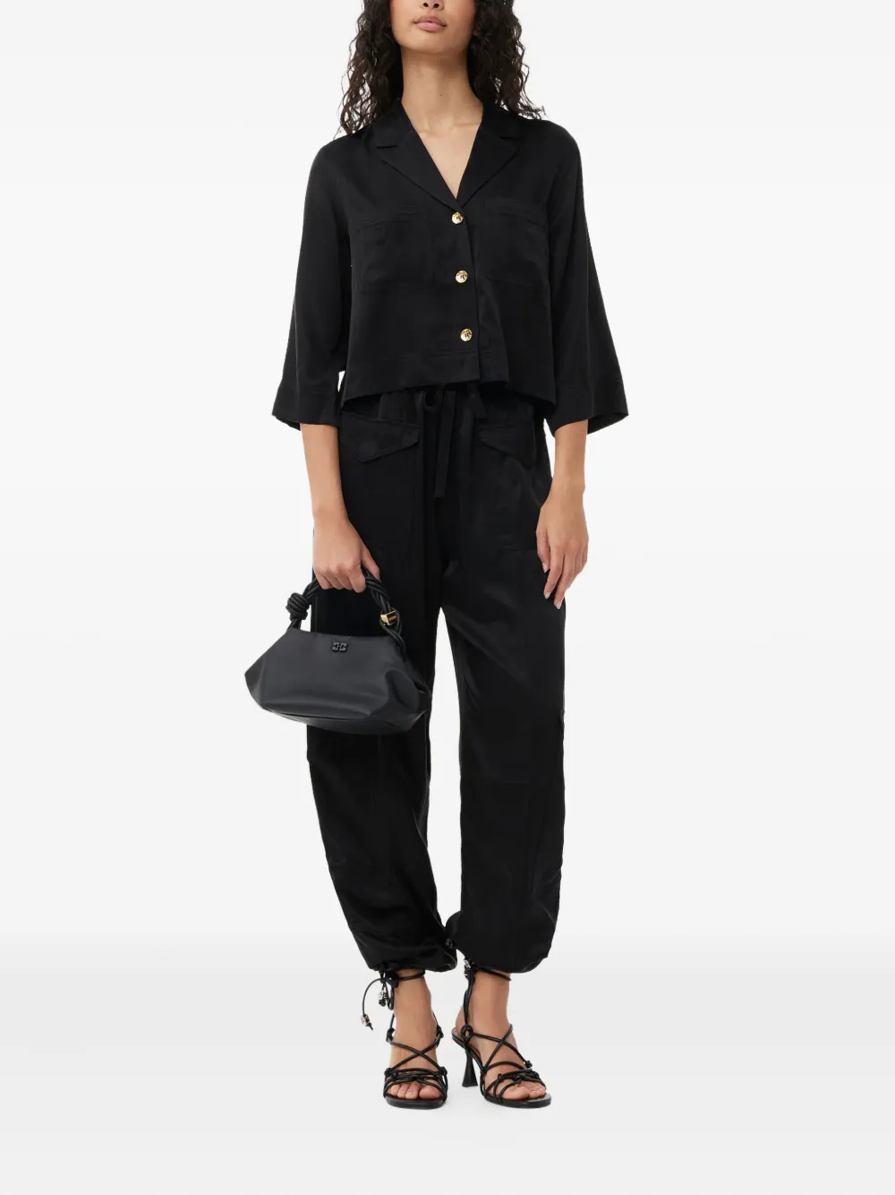 GANNI Blouse met gekerfde kraag - Zwart