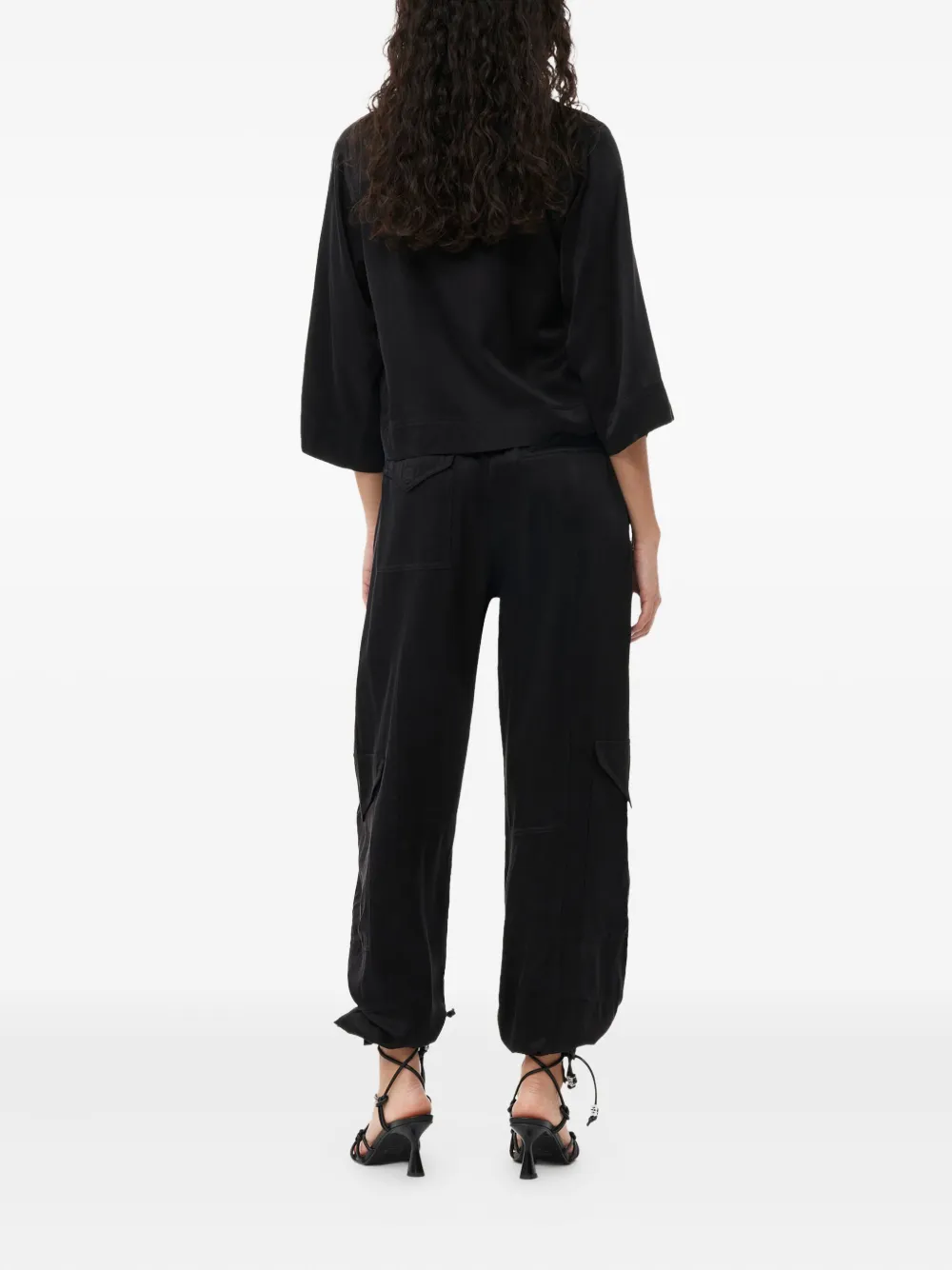 GANNI Blouse met gekerfde kraag Zwart