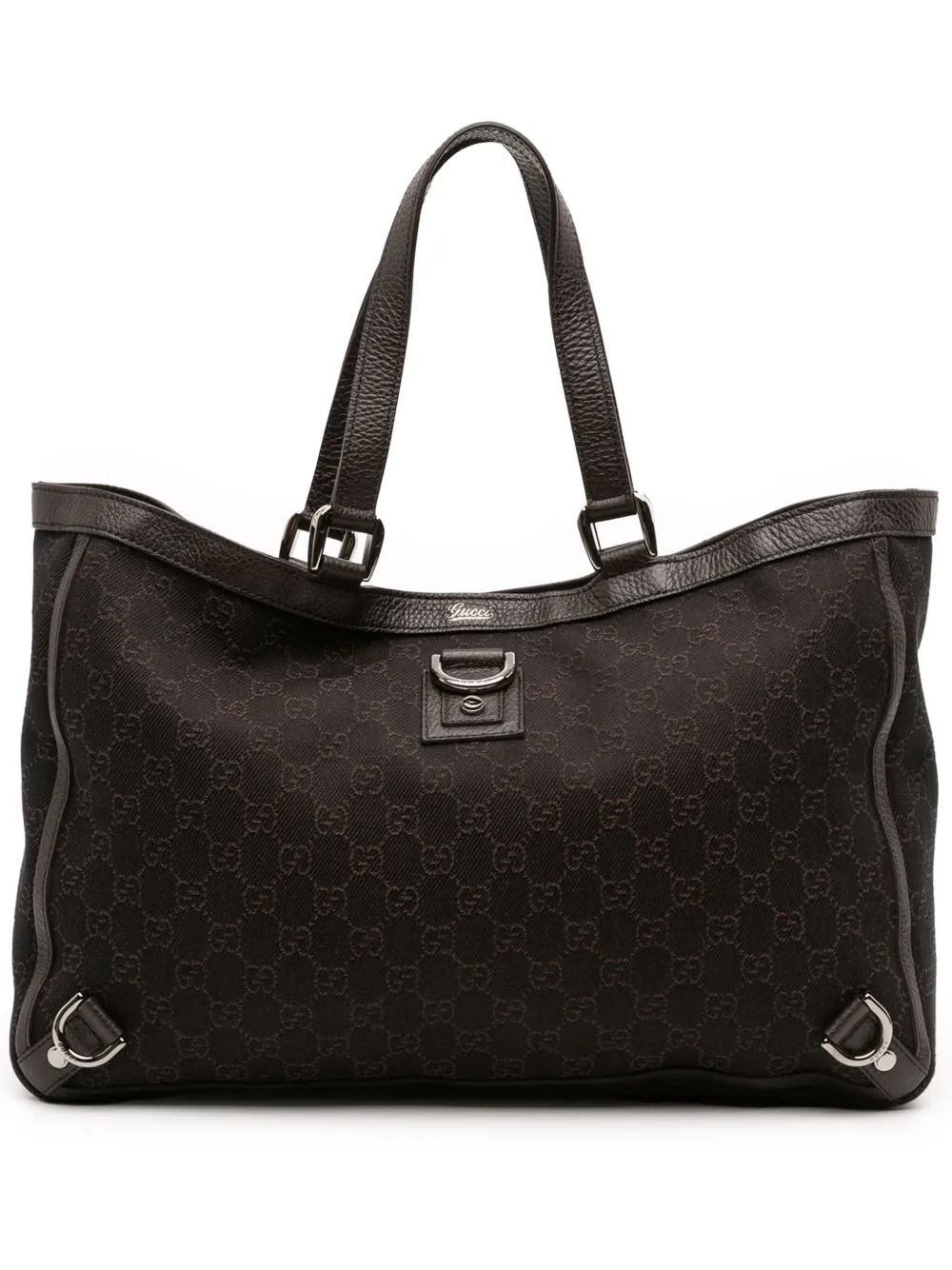 Gucci Pre-Owned 2016-2025 GG Denim Abbey D Ring tote bag | Brown | Image 1