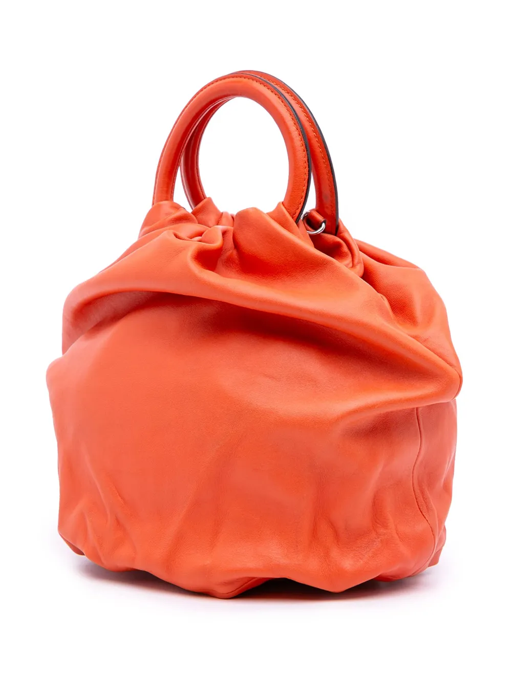 Pre-owned Loewe 2015 Small Gathered Lambskin Bounce Bag Satchel In Orange