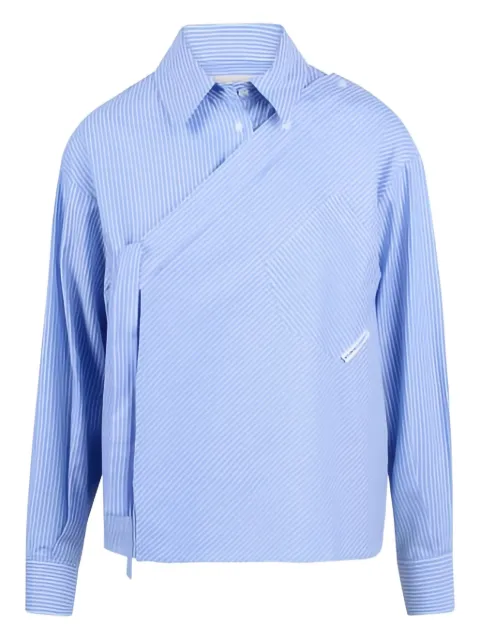 Noumeno Concetp striped wrap shirt