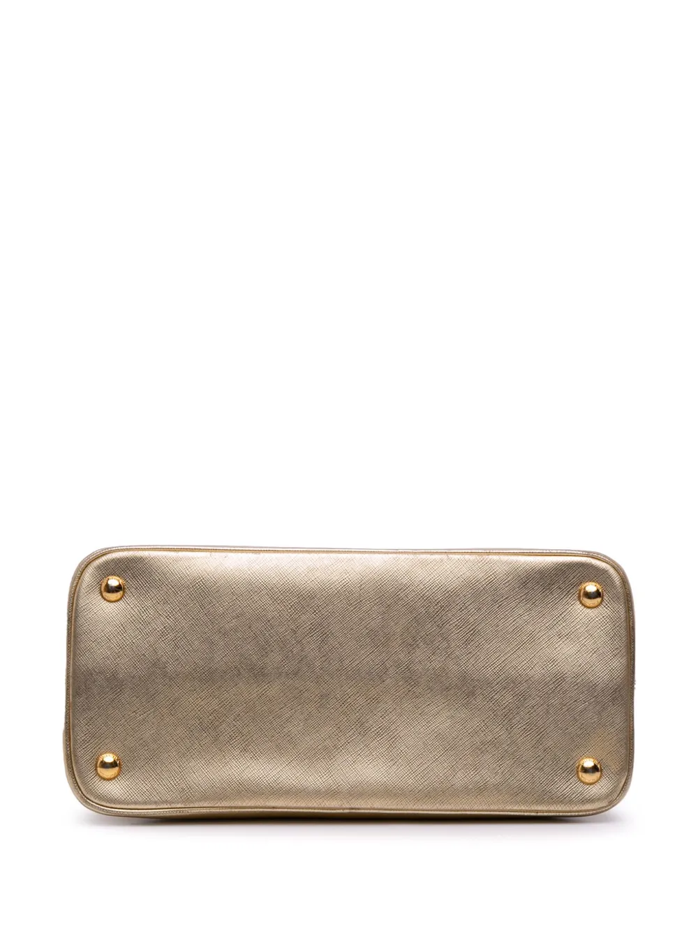 Pre-owned Prada 2013-2025 Medium Saffiano Lux Open Promenade Satchel In Gold