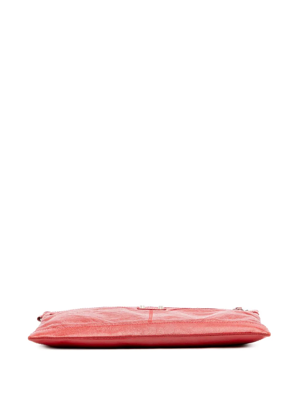 Pre-owned Balenciaga 2015 Lambskin Motocross Classic Clip L Clutch Bag In Red