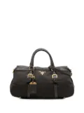 Prada Pre-Owned 2000-2025 Vitello Daino Trimmed Tessuto Zip Top satchel - Black