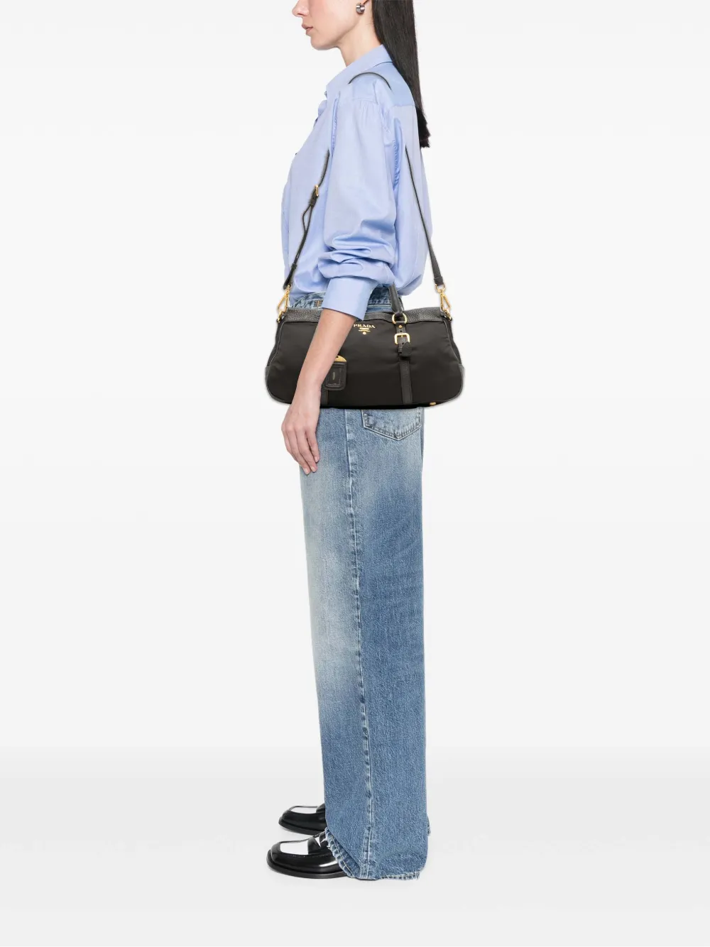 Prada Pre-Owned 2000-2025 Vitello Daino Trimmed Tessuto Zip Top satchel | Pre-Owned | Image 2