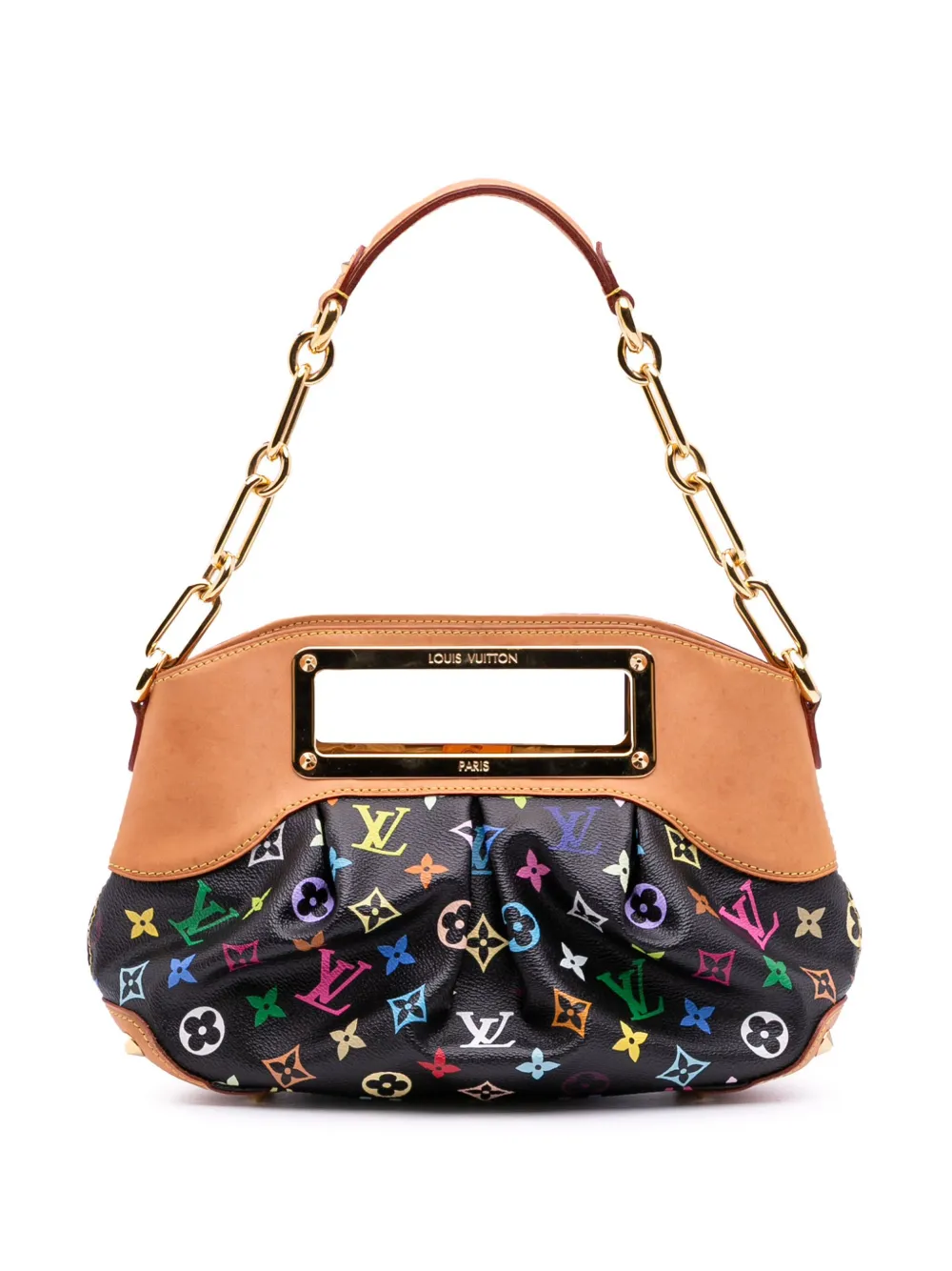 Pre-owned Louis Vuitton 2003-2025 Monogram Multicolore Judy Pm Satchel In Black