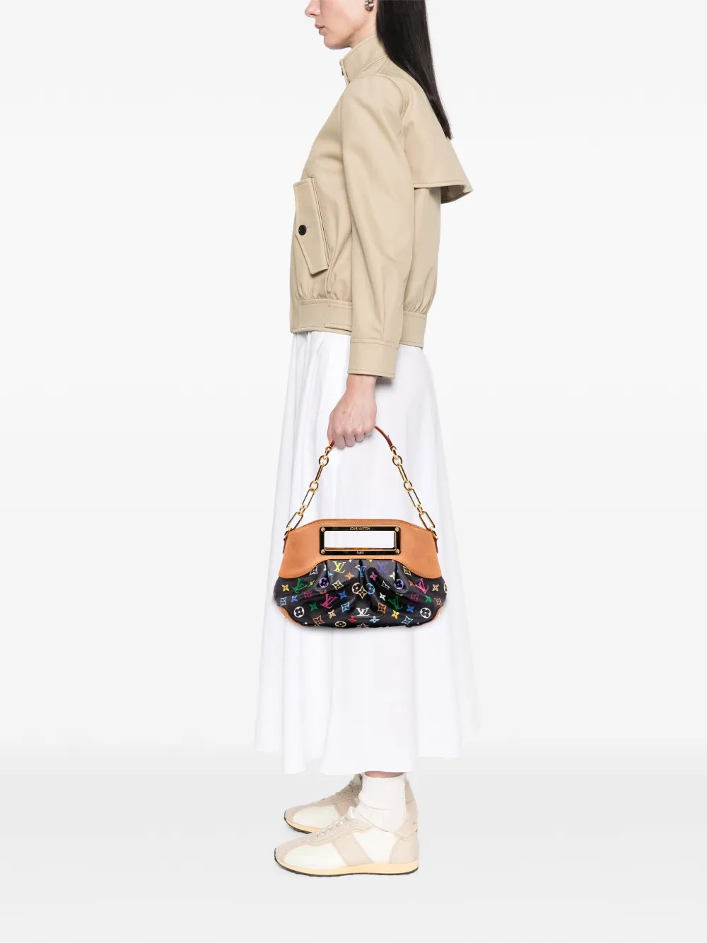 Pre-owned Louis Vuitton 2003-2025 Monogram Multicolore Judy Pm Satchel In Black