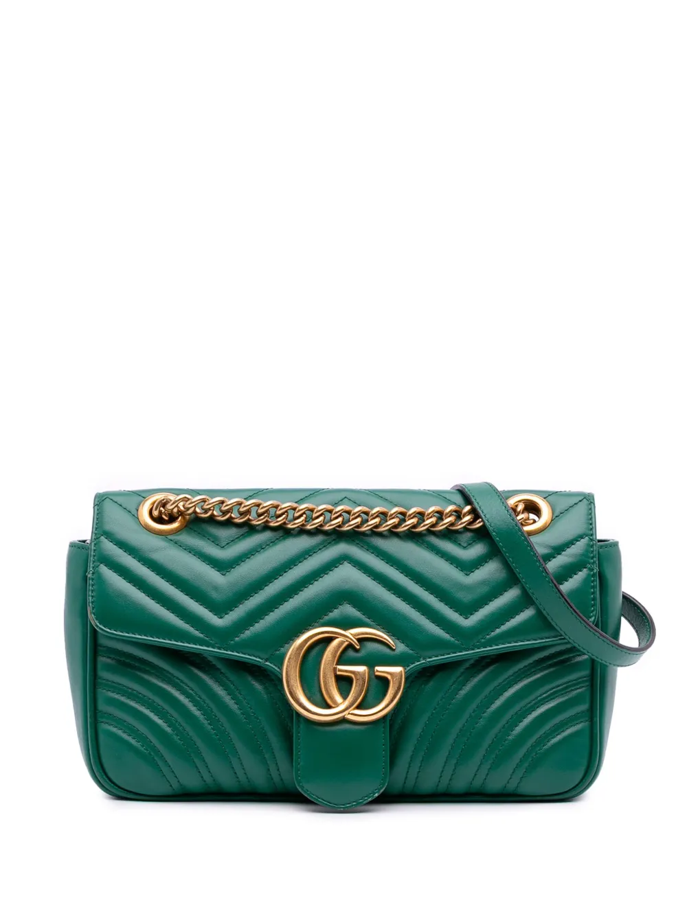 Gucci Pre-Owned 2016-2025 Small GG Marmont Matelasse Leather Flap crossbody bag | Green | Image 1