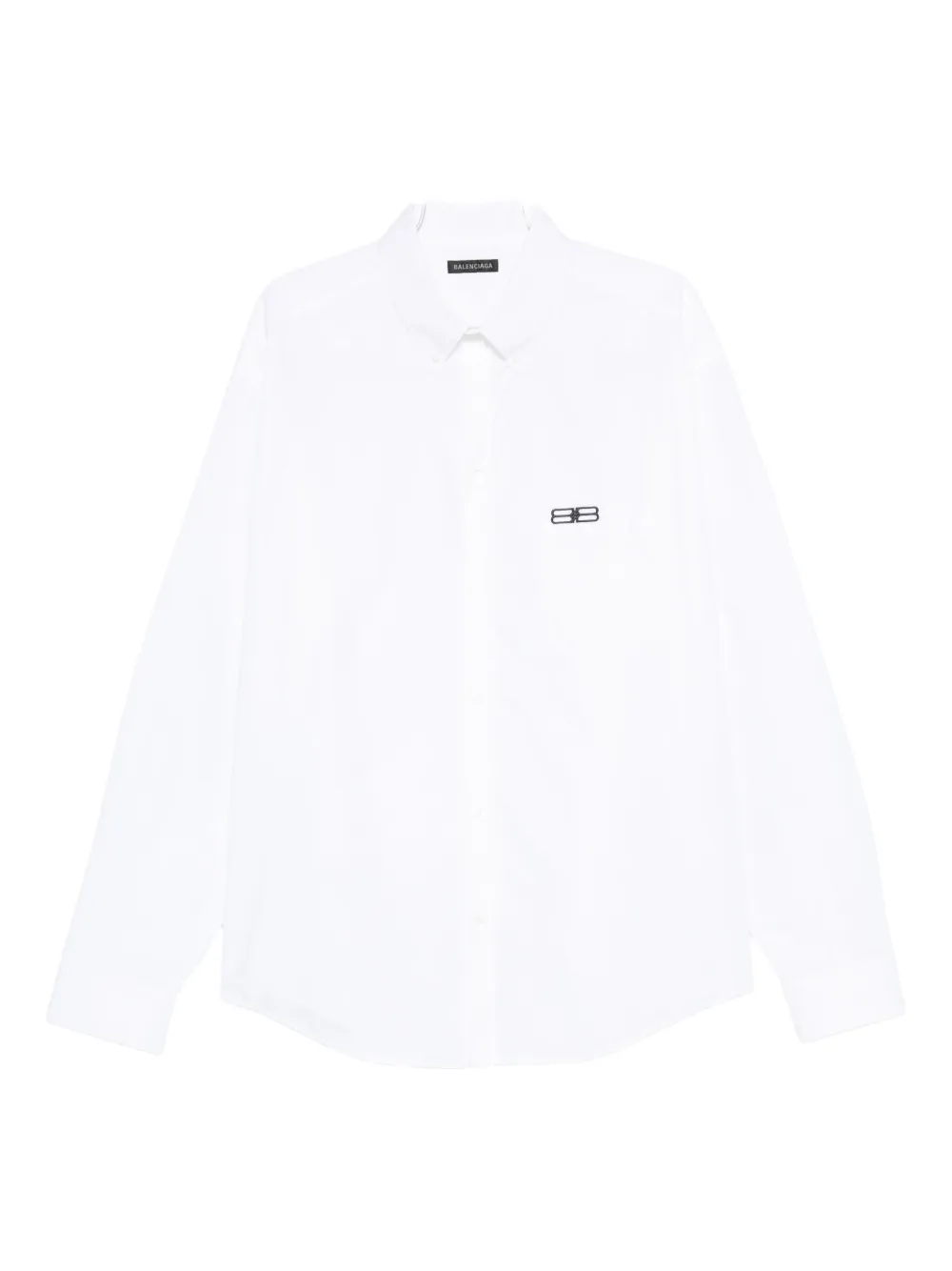 Balenciaga Logo-embroidered Long-sleeve Shirt In White