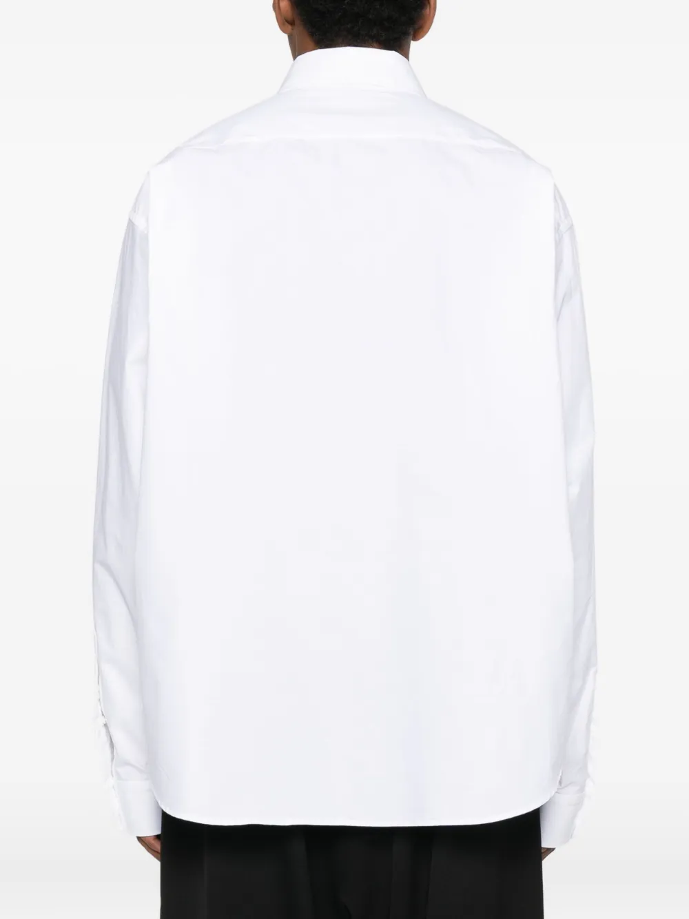 Balenciaga Logo-embroidered Long-sleeve Shirt In White