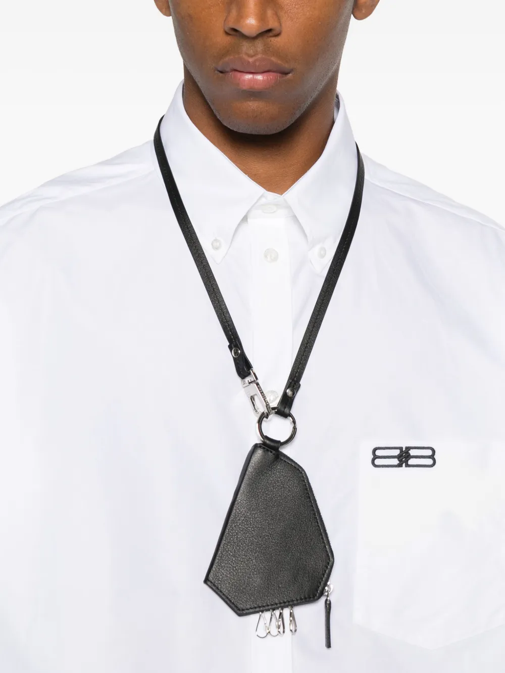 Balenciaga Logo-embroidered Long-sleeve Shirt In White