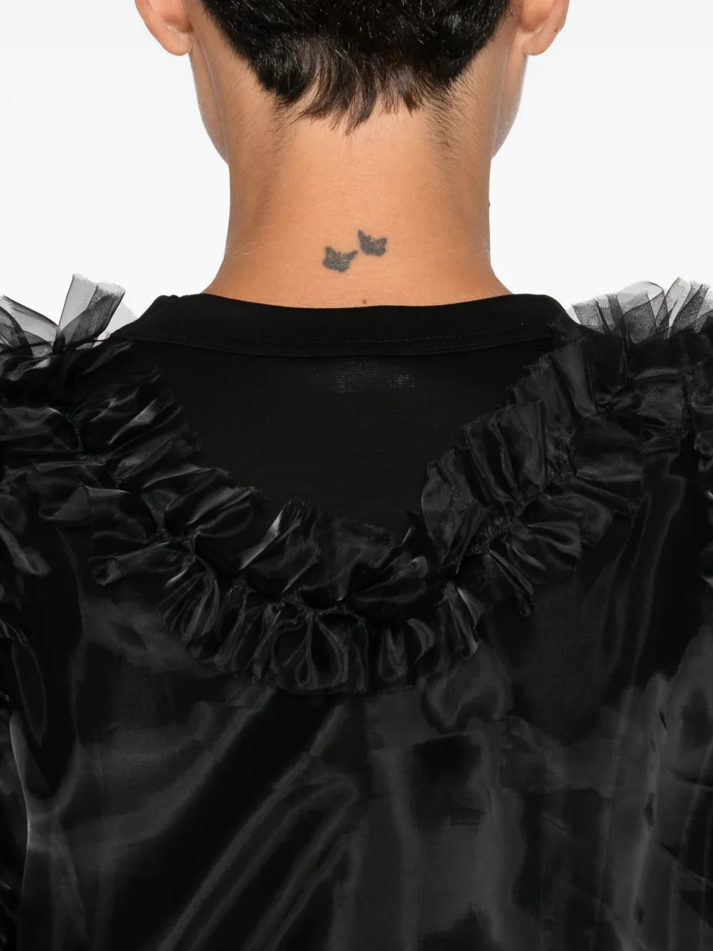 Noir Kei Ninomiya Ruffled Overlay Top In Black