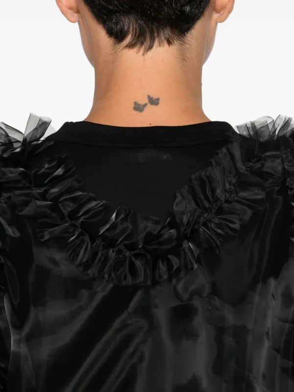 Noir Kei Ninomiya Ruffled Overlay Top | Black | FARFETCH