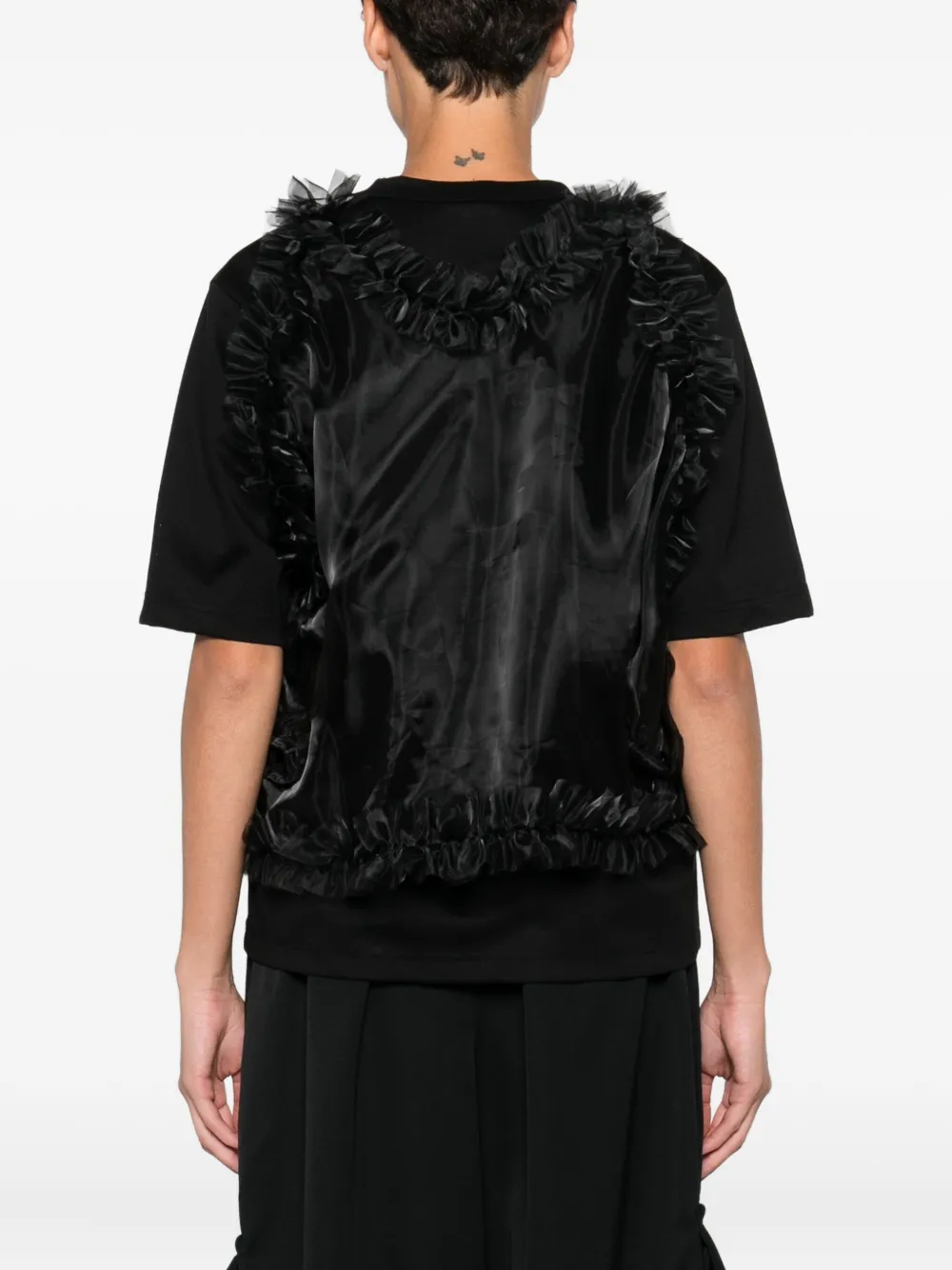 Noir Kei Ninomiya Ruffled Overlay Top In Black