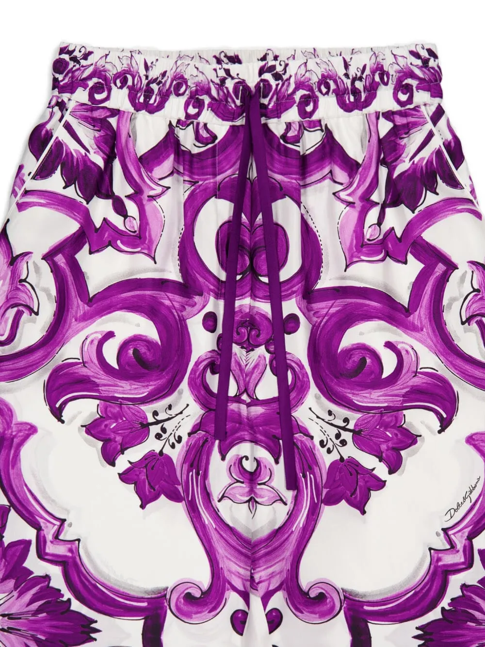 Dolce & Gabbana Majolica-print Palazzo Pants In Purple