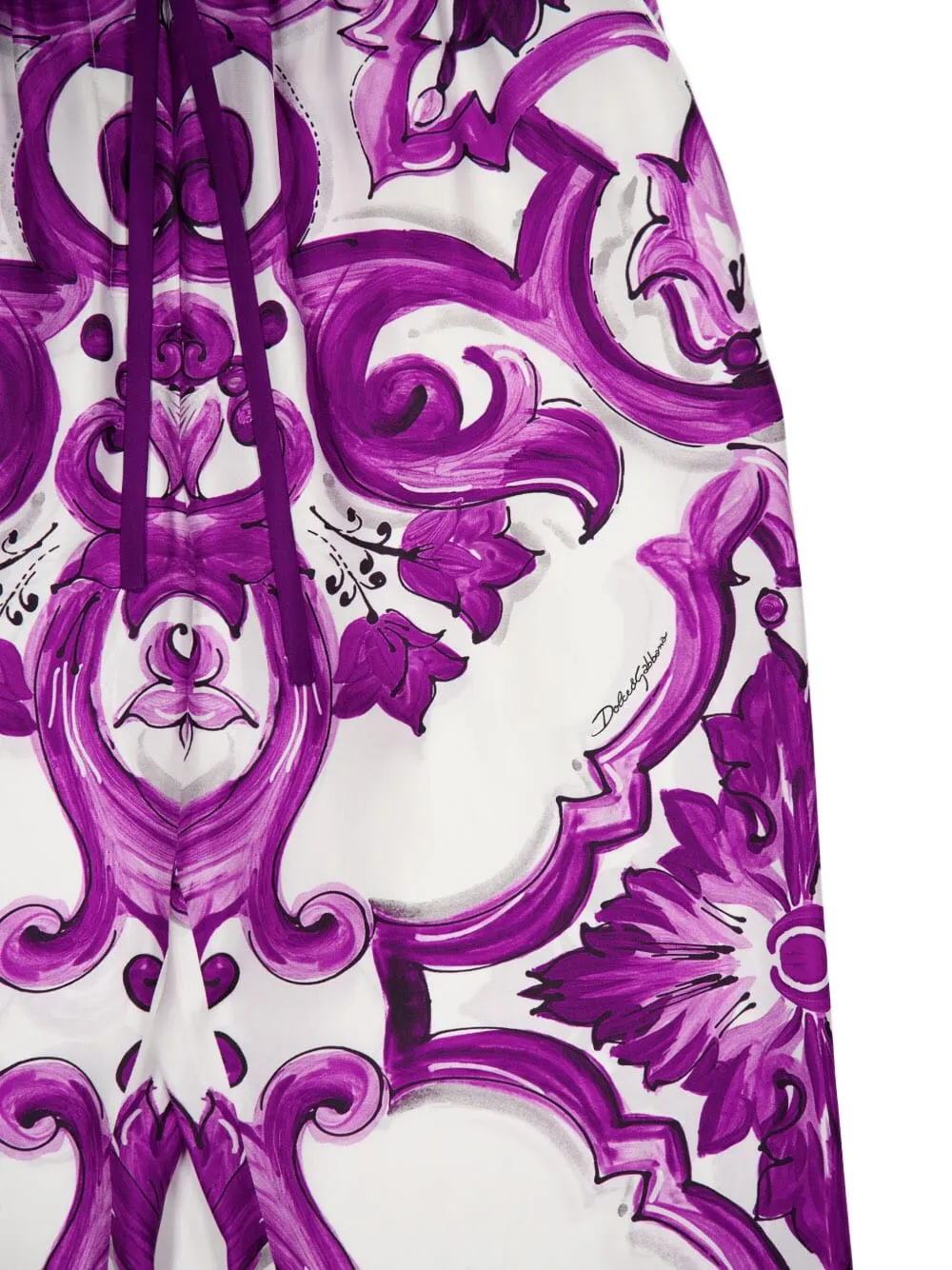 Dolce & Gabbana Majolica-print Palazzo Pants In Purple