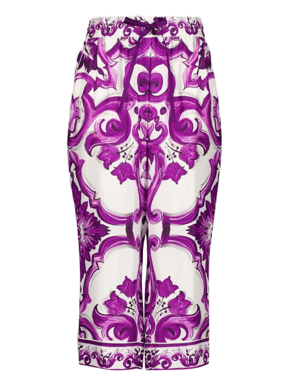 Dolce & Gabbana Majolica-print Palazzo Pants In Purple
