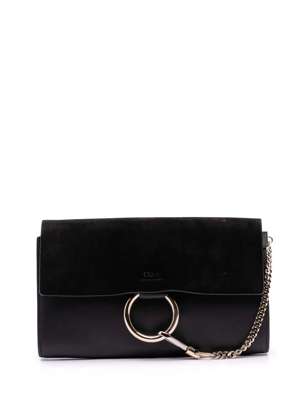 Chloé Pre-Owned 2016 Calfskin and Suede Faye clutch bag | Black | Image 1
