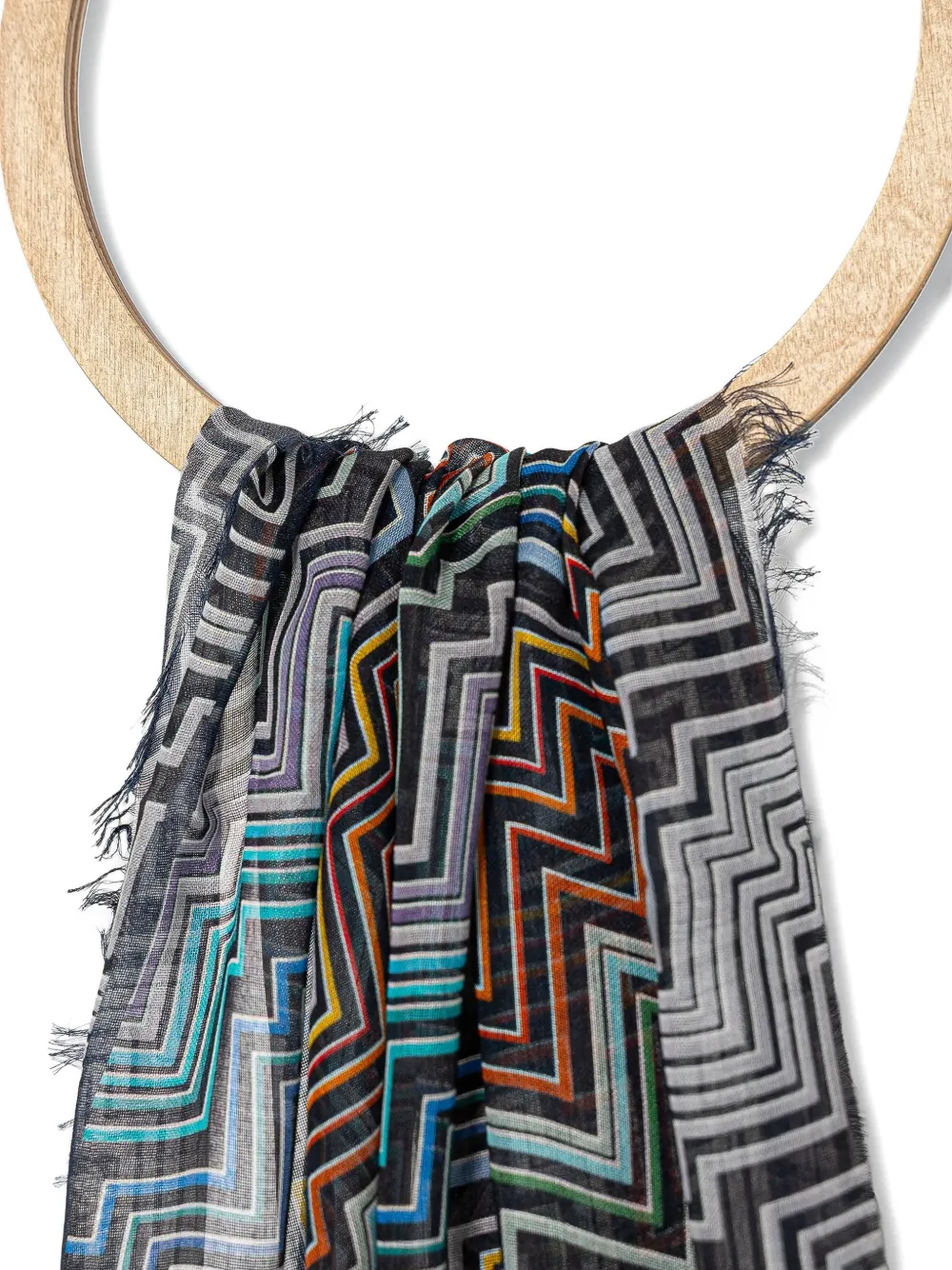 Missoni zigzag fringed scarf - Zwart