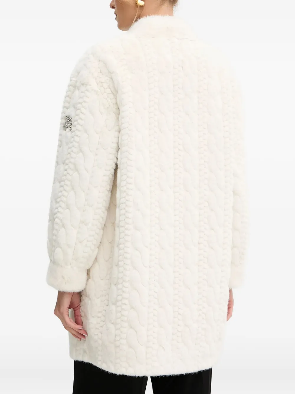 Ermanno Scervino Cable-knit Buttoned Coat In White