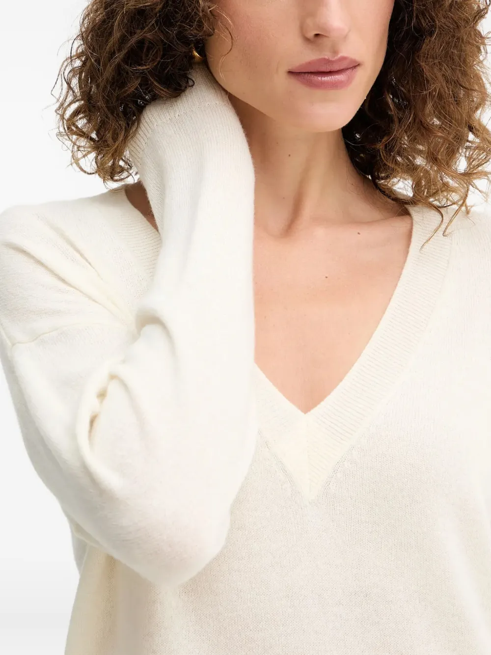 Ermanno Scervino V-neck Longsleeve Sweater In Neutral