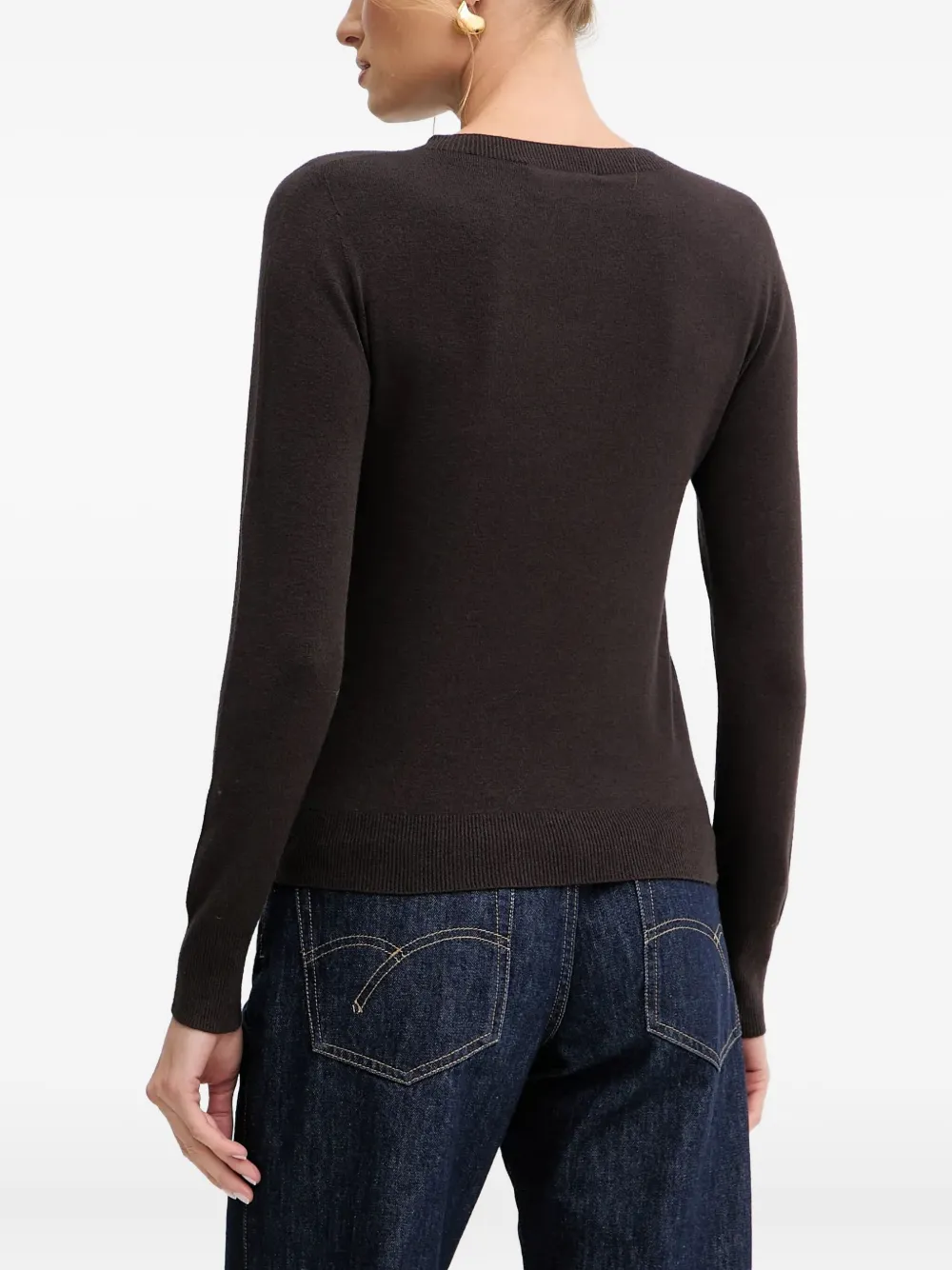Ermanno Scervino Crew-neck Logo-appliqué Sweater In Brown