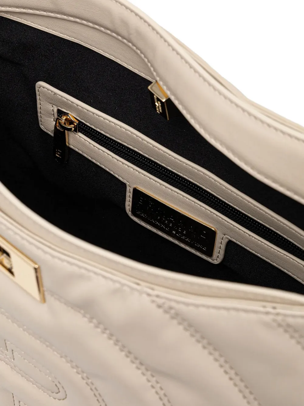 Ermanno Scervino Shopper met gevlochten handvat en logo-reliëf Beige