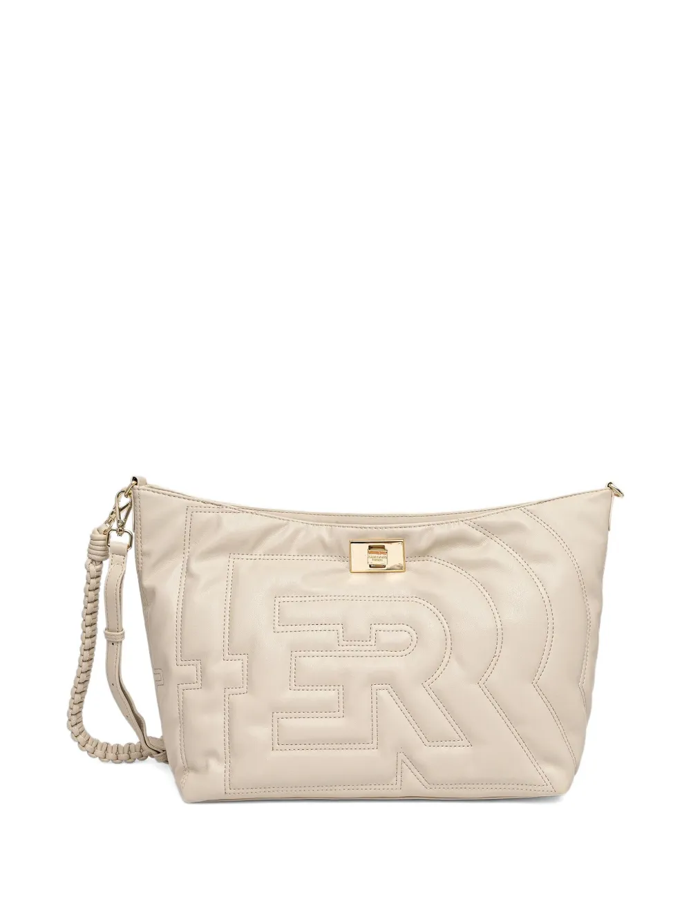 Ermanno Scervino embossed-logo braided-handle tote bag - Beige