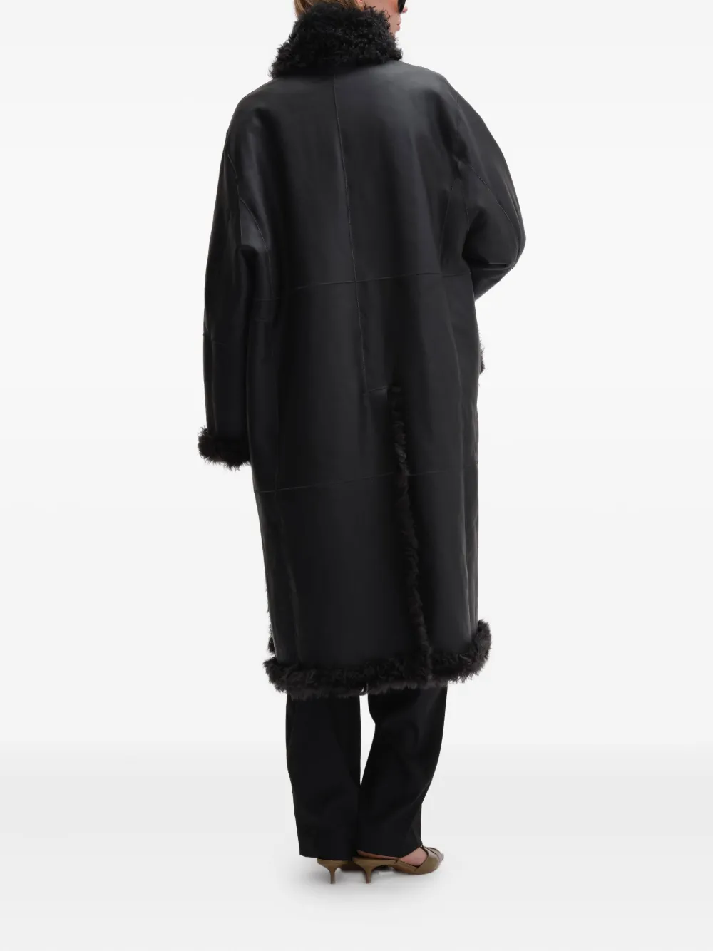 Remain Birger Christensen Leather Reversible Coat In Black