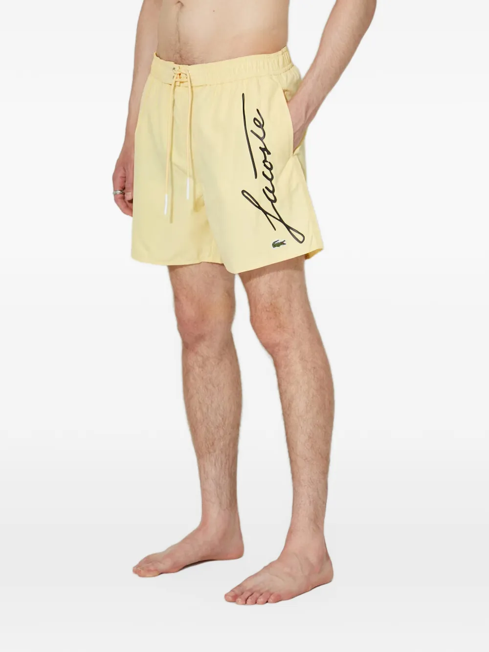 Lacoste Zwembroek met logoprint Geel