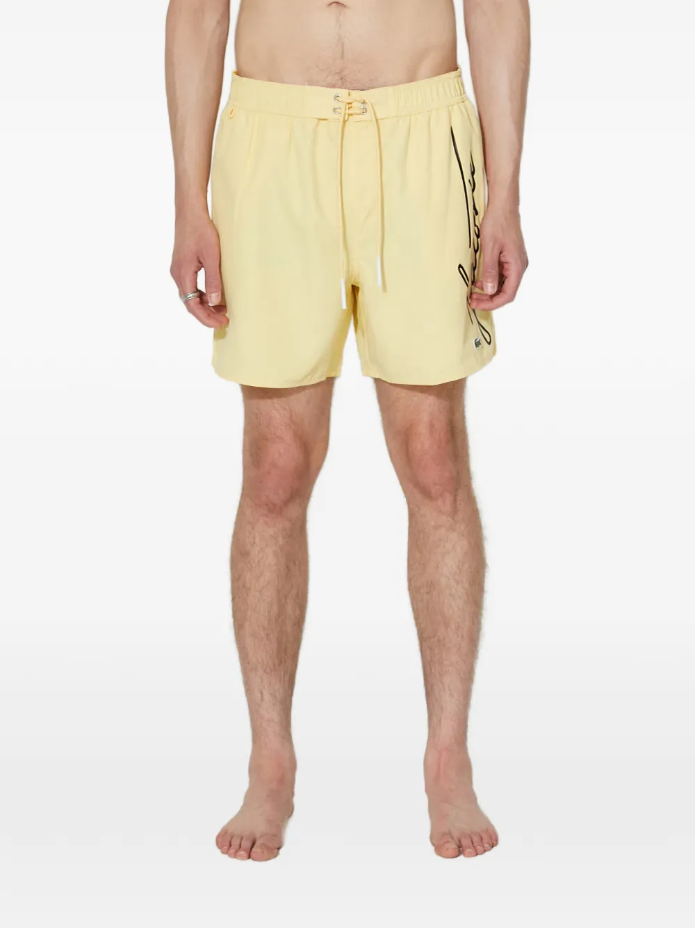 Lacoste logo-print swim shorts - Giallo