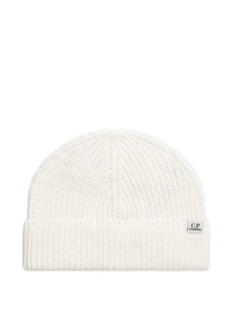 C.P. Company ribbed logo-patch beanie hat