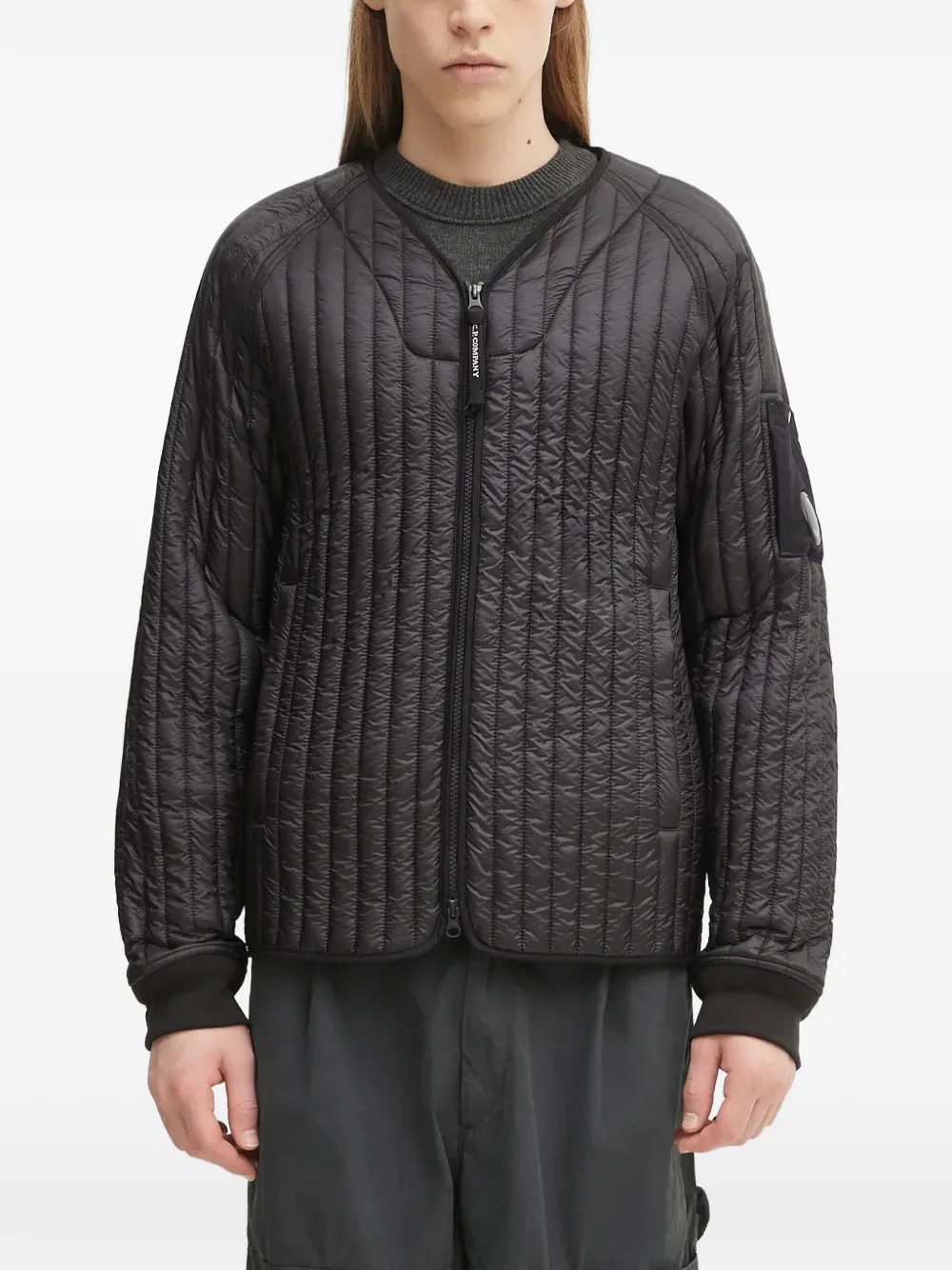 C.P. Company quilted logo-patch jacket - Nero