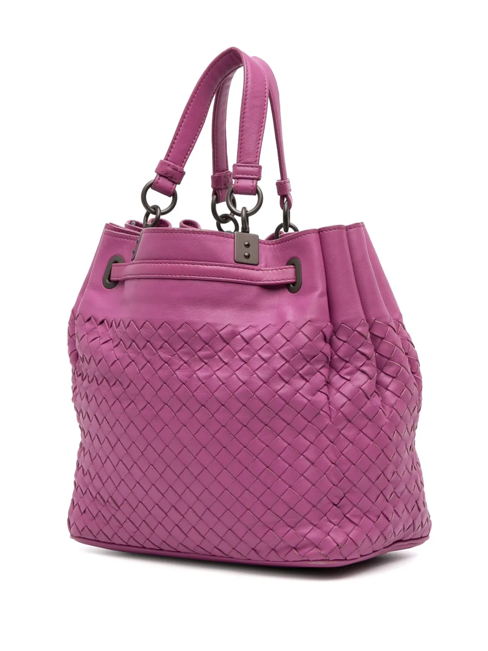 Pre-owned Bottega Veneta 2012-2025 Nappa Intrecciato Bucket Bag In Purple