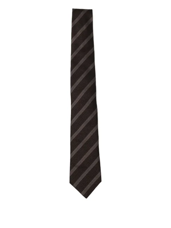 Brunello Cucinelli Striped Silk Tie in Brown