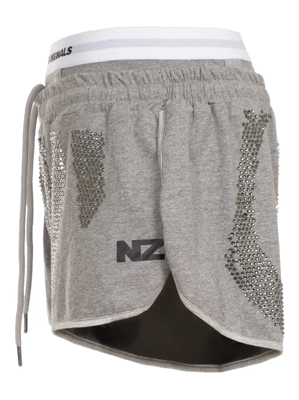 Natasha Zinko Rhinestone-embellished Drawstring Shorts In Gray
