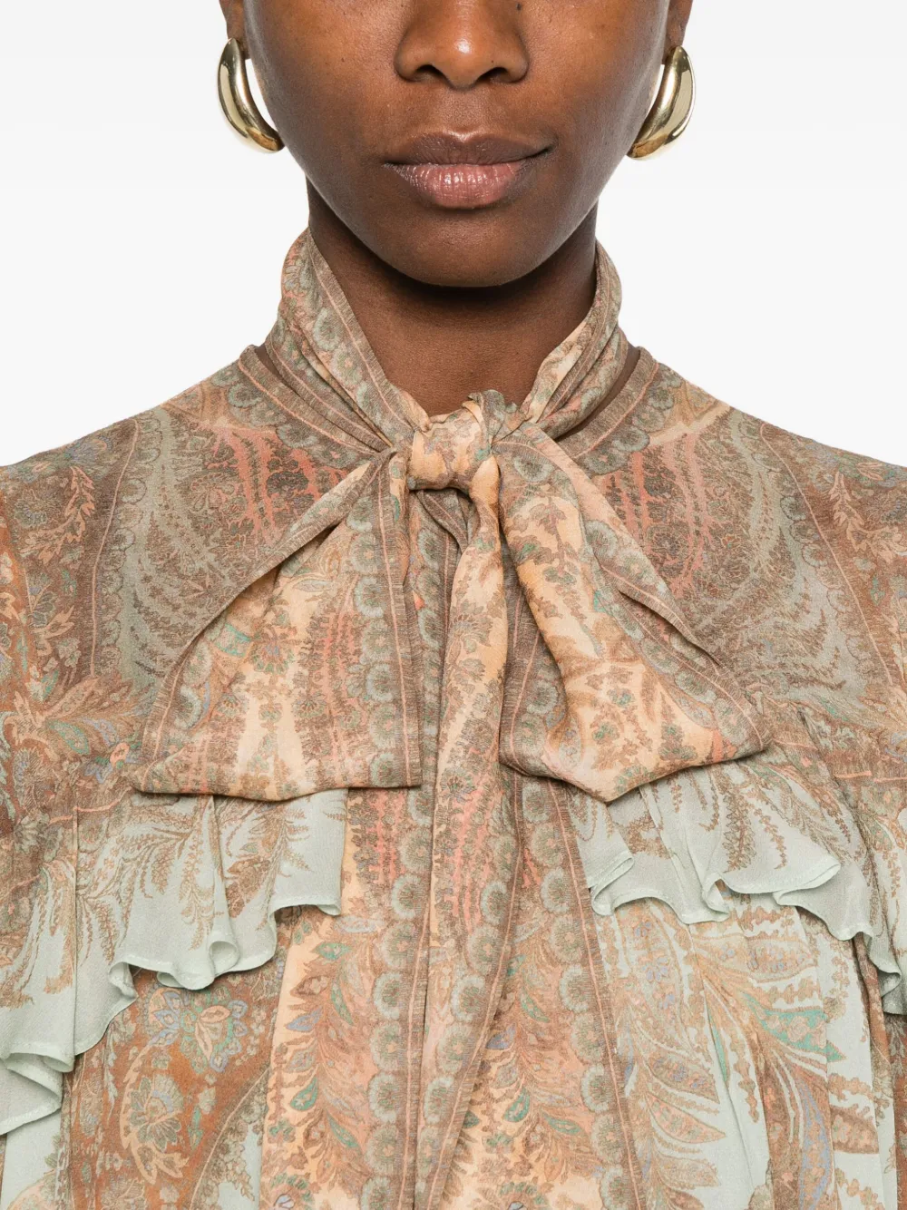 Zimmermann Memento Flutter Paisley Pussy Bow Top In Pink
