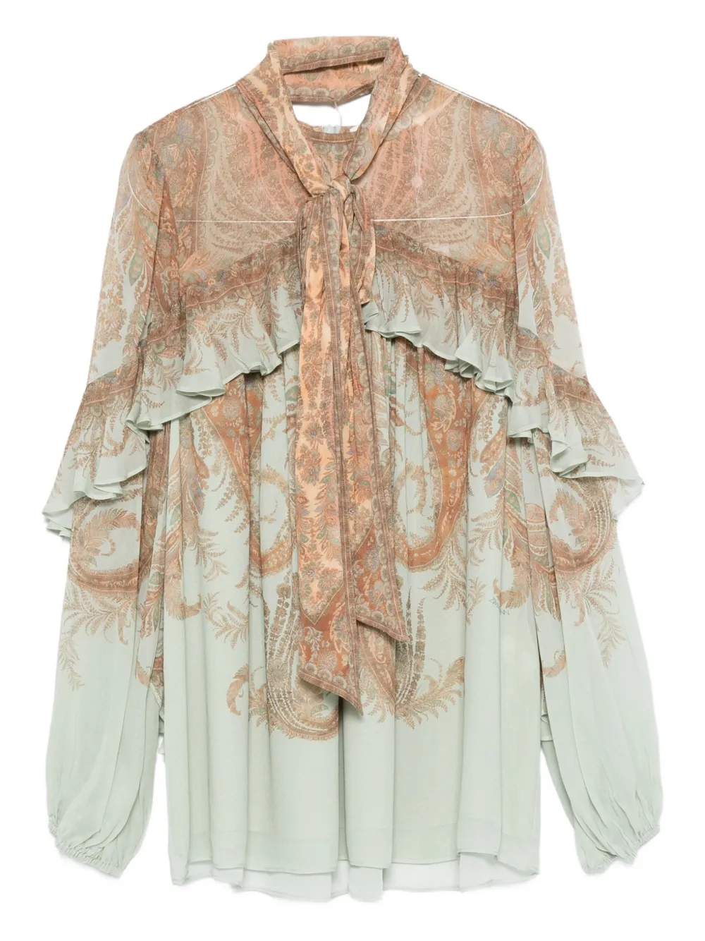 Zimmermann Paisley-print Ruffled-detail Blouse In Pink