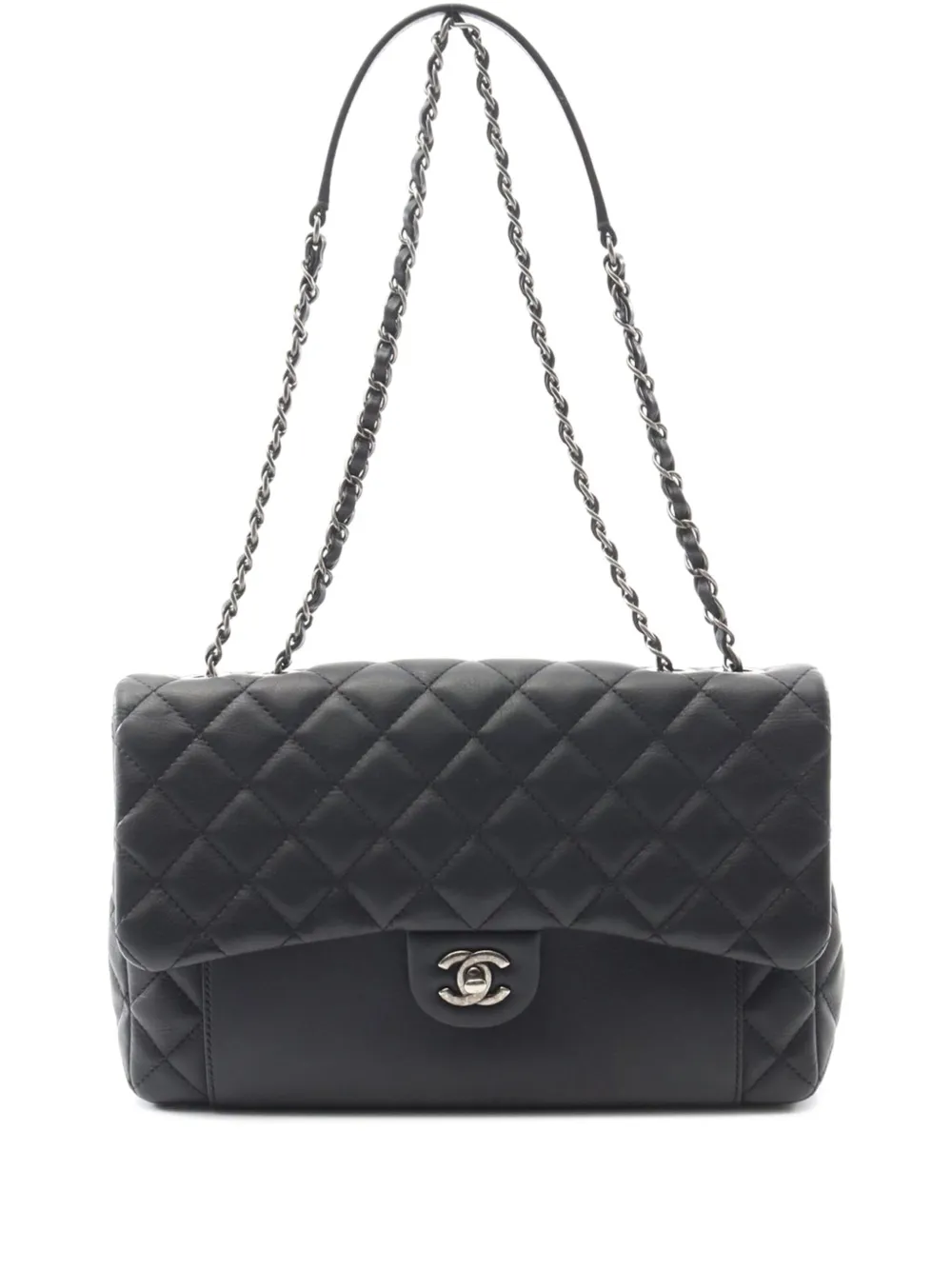 CHANEL Pre-Owned 2015-2016 CC Quilted Lambskin Single Flap shoulder bag | Black | Image 1
