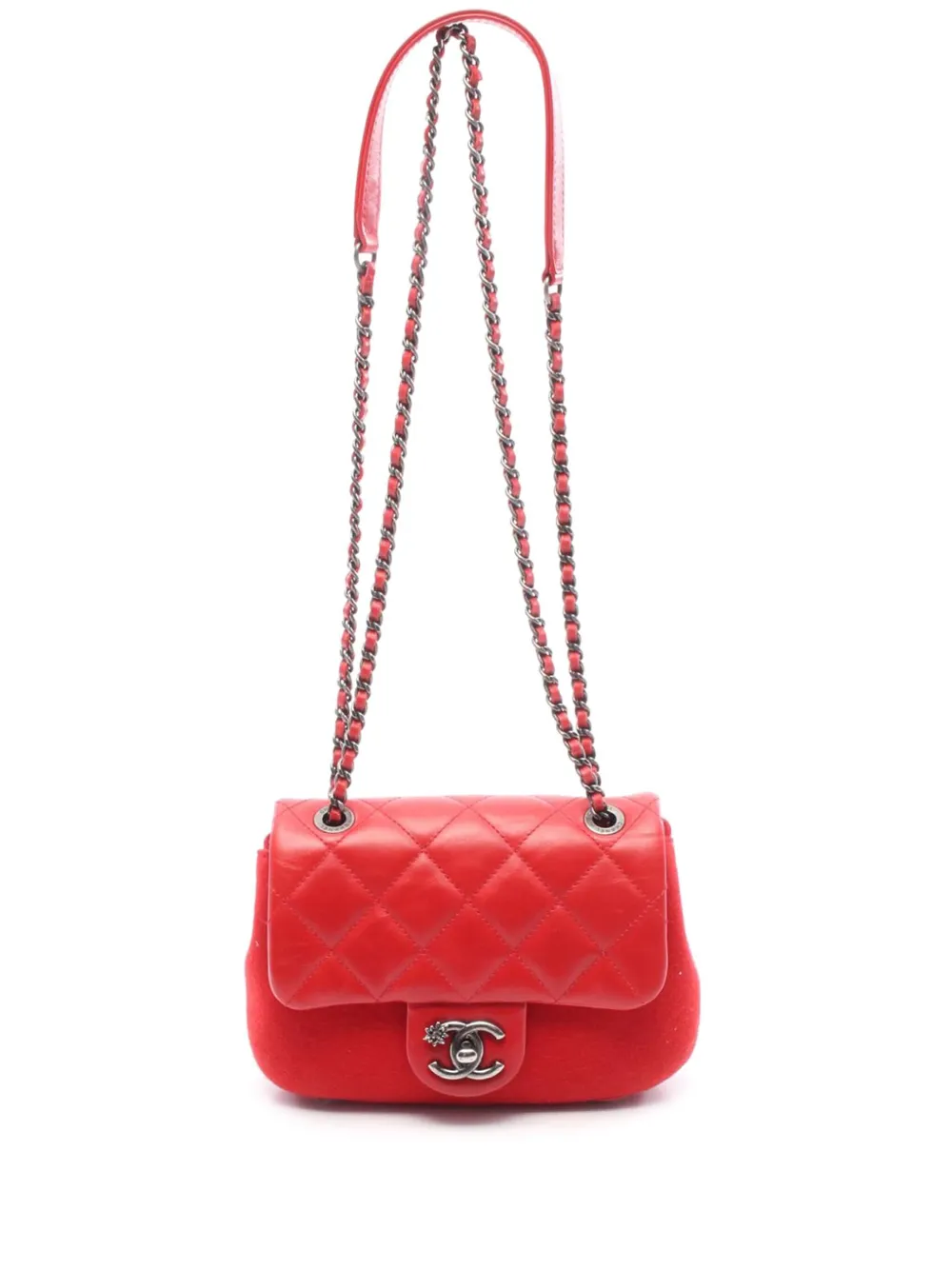 CHANEL Pre-Owned 2015-2016 パリ-ザルツブルク ミニ マトラッセ グレーズド カーフスキン フェルト CHANEL Pre-Owned 2015-2016 パリ-ザルツブルク ミニ マトラッセ グレーズド カーフスキン フェルト