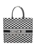 Christian Dior Pre-Owned 2018-2025 Large Embroidered Canvas Checkered Book tote bag - Black