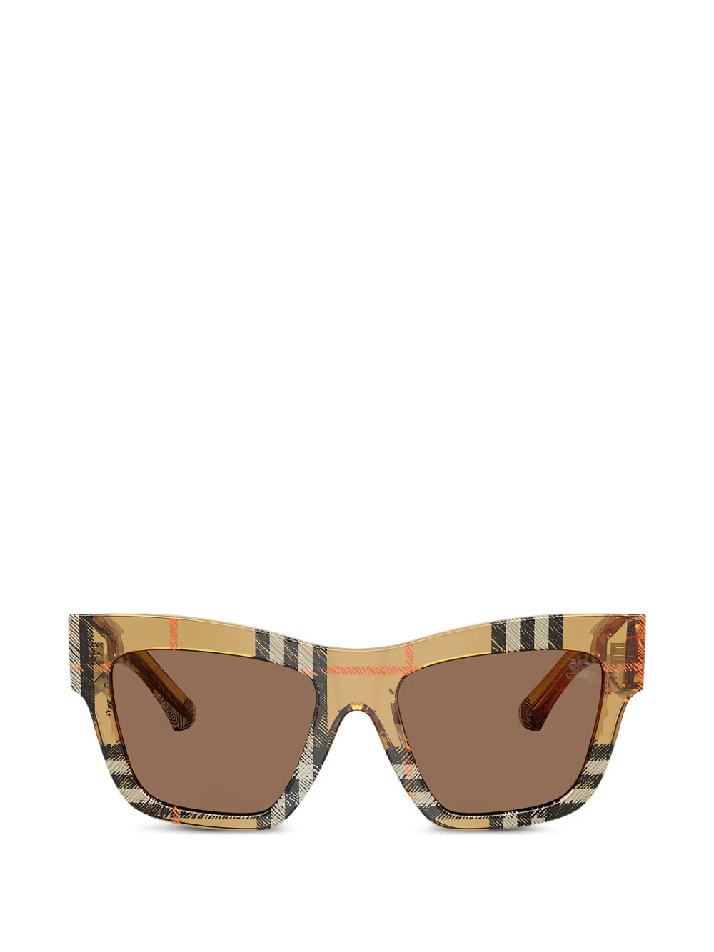 Burberry check-pattern square-frame sunglasses - Marrone
