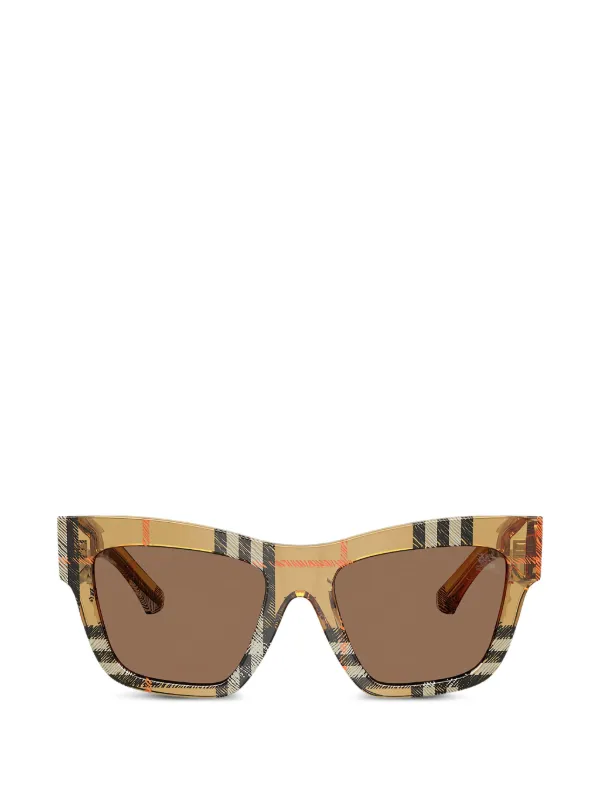 Burberry Check-pattern Square-frame Sunglasses in Brown