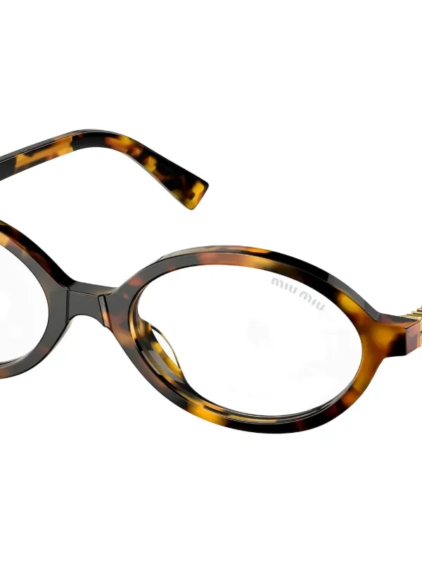 MIU MIU ブラウン オーバル メガネ Miu Miu Eyewear オーバルメガネフレーム | ブラウン | FARFETCH JP