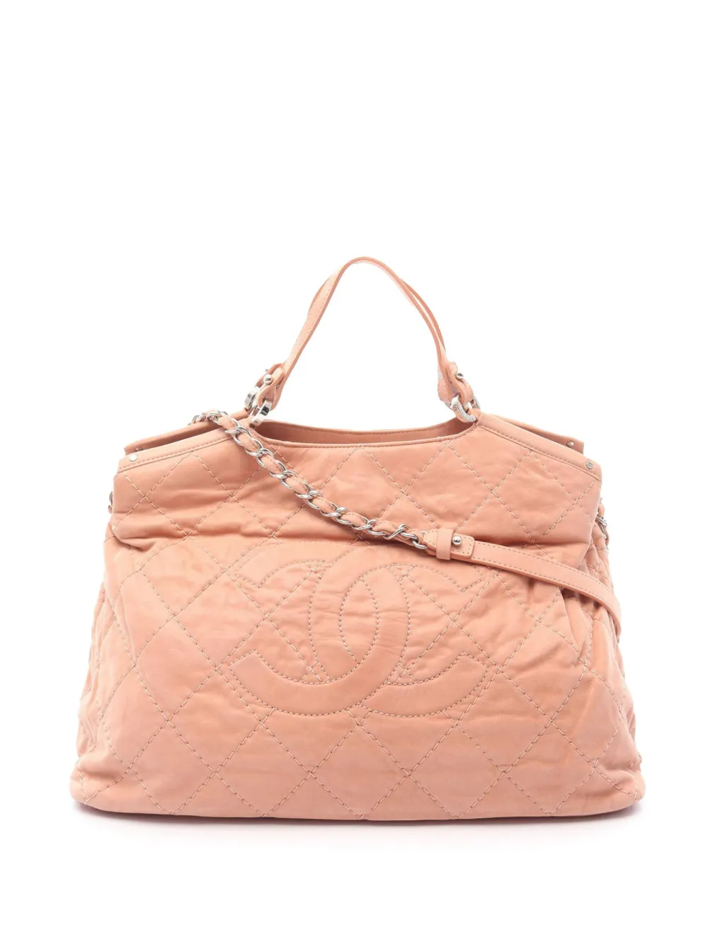CHANEL Pre-Owned 2012 Large CC Quilted Suede Sea Hit Tote satchel | Pink | Image 1