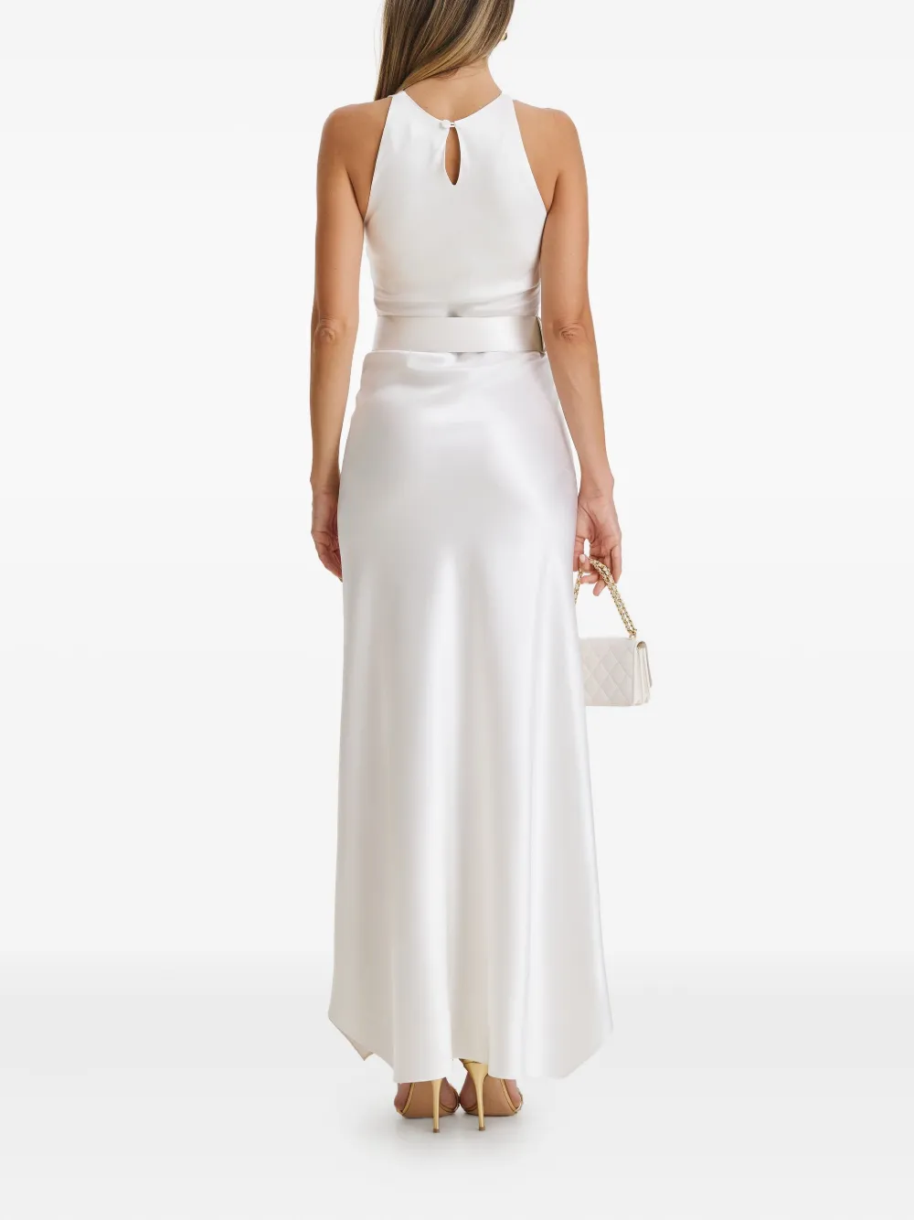 IL VOLO Erika halterjurk met ceintuur Wit