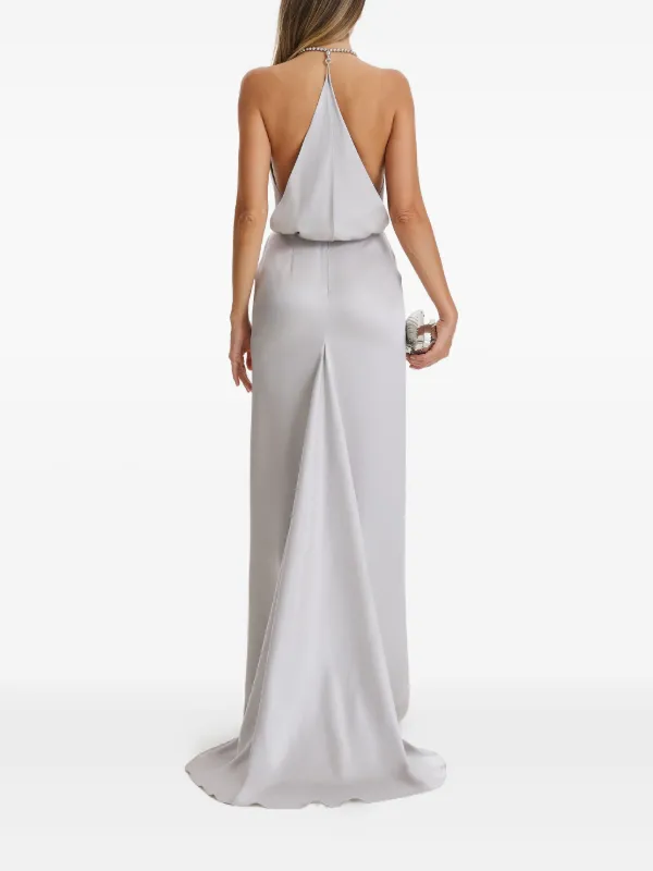 Il Volo Jewel Halter-neck Gown - Grey